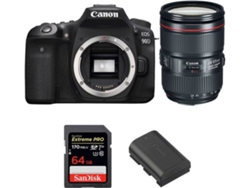 Kit Cámara Réflex CANON EOS 90D + EF 24-105mm f/4L IS II USM + SanDisk 64GB + LP-E6N