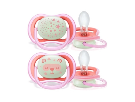 Pack 2 Chupetes PHILIPS AVENT 6-18m Ultra Air Night Time Chica