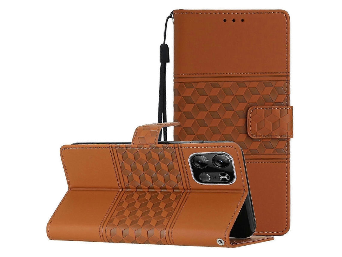 25-26 For Tecno Pop 7 Pro Diamond Embossed Skin Feel Leather Phone Case With Lanyard