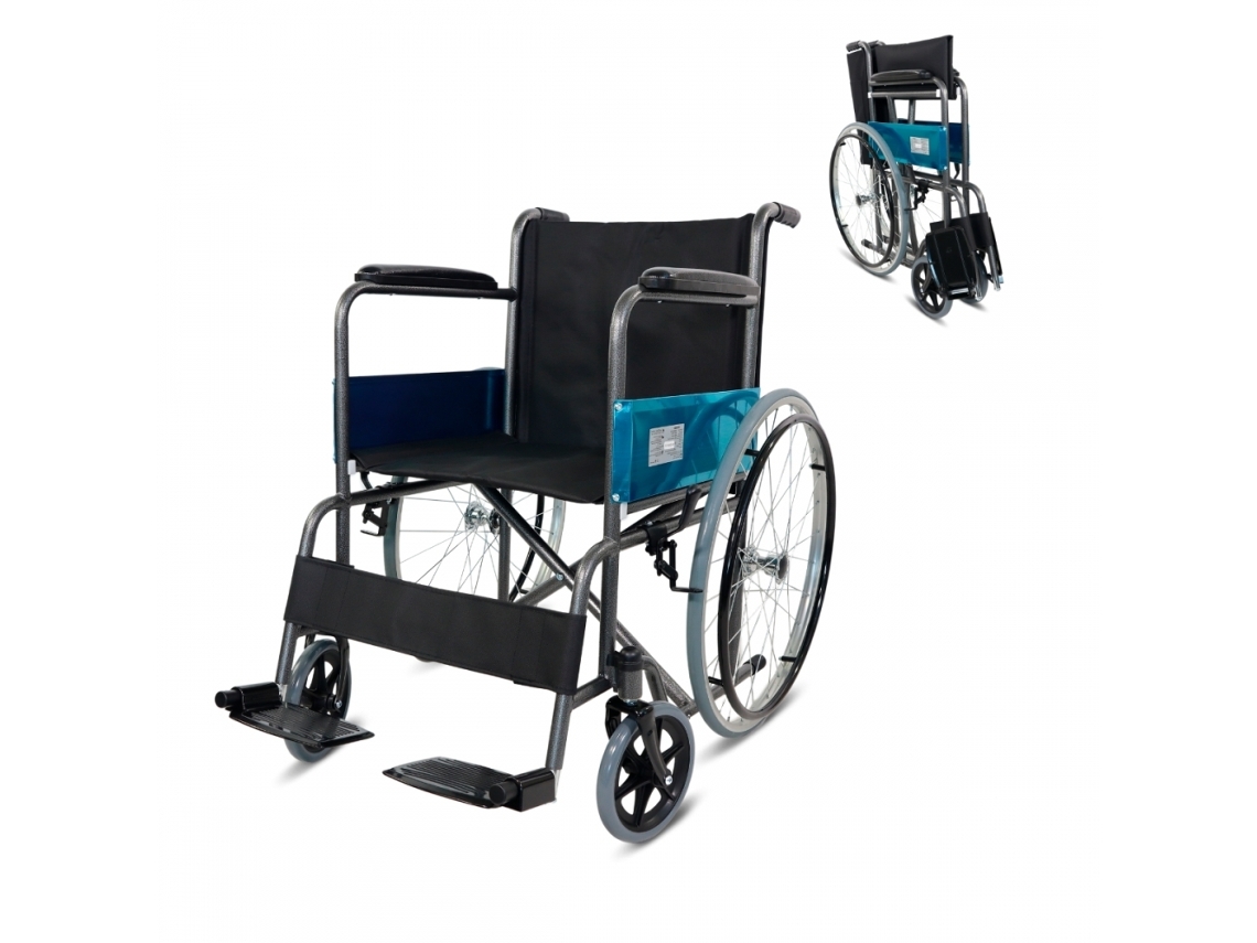 Silla de ruedas plegable Clinicalfy Ligera Jucar Autopropulsable Asiento 46cm Reposapiés abatibles Reposabrazos acolchados Resistente