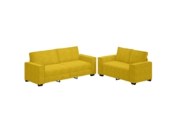 Conjunto de sofá de 2 piezas con cojines en terciopelo amarillo. EXCLUSIVO DE MAISON.