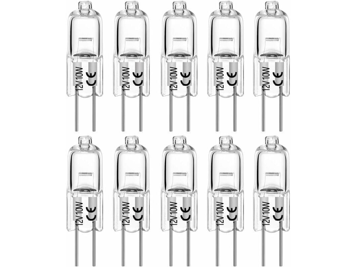 Lámparas Halógenas G4 10w 12v T3 Jc Bipin 2 Pines Para Iluminación De Exteriores Y Cajones, 10 Unidades