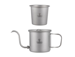 Taza De Café Portátil De Titanio De 400 Ml Para Camping, Con Boquilla Desmontable Y Asa Plegable Para Uso En Exteriores E Interiores.