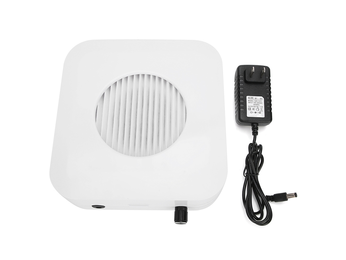 Aspiradora con colector de polvo para uñas de 60 W, ventilador de succión ajustable, enchufe estadounidense de 110/240 V.