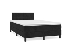 Cama Box Spring Con Colchón Terciopelo Negro 120x190 Cm