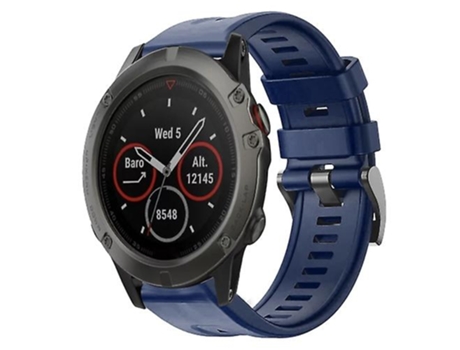 Correa para Garmin Fenix 5x Zafiro Hebilla de metal Correa de reloj de silicona de color sólido Azul marino VENISYMLIS