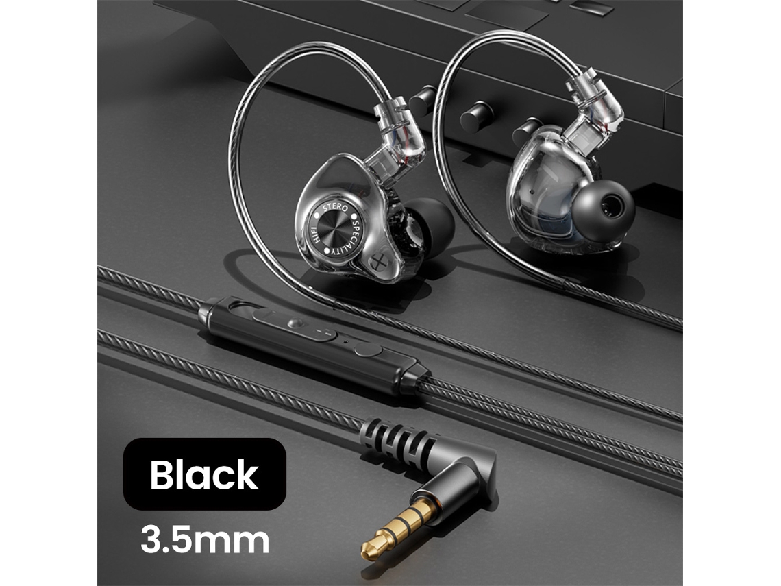 Auriculares Intrauditivos Digitales Con Cable (3,5 Mm, Color Negro), Calidad De Sonido Hifi, Con Micrófono.