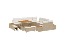 Maison Exclusive - Conjunto De Sofás De Jardín Con Cojín 13 Pcs Beige Poliratán
