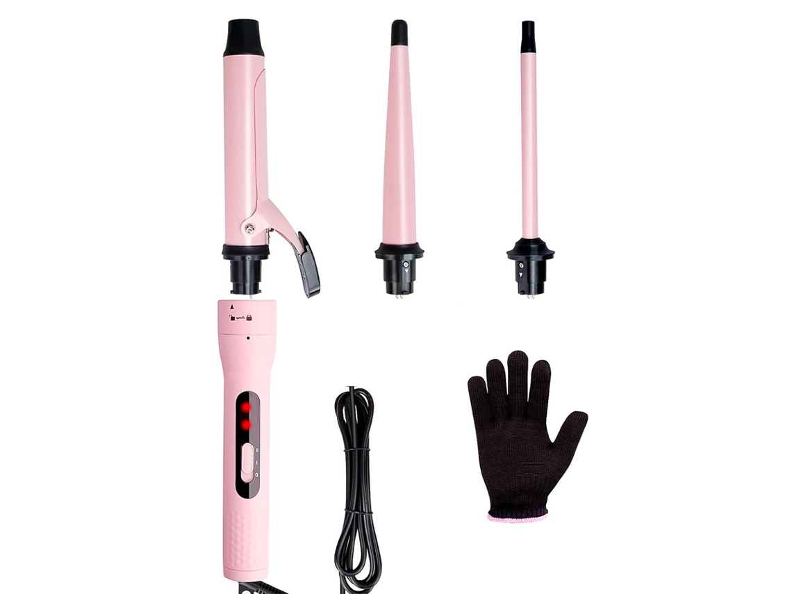Rizador Multifuncional Rosa 3 Barriles Para Ondas, Rizos Y Texturas Diferentes