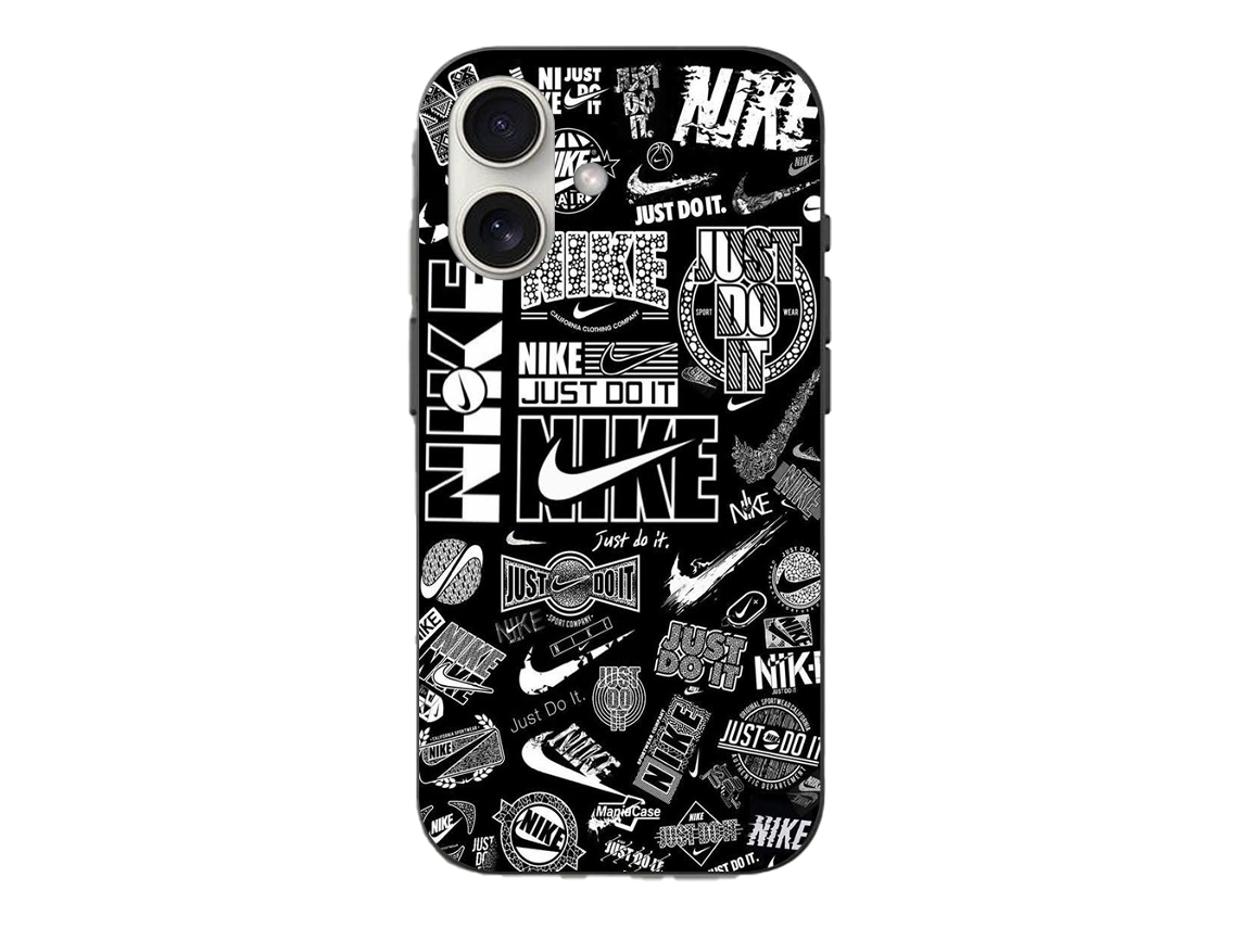 Funda Nike Air Logo para iPhone 16 Plus MANIACASE Silicona Negro