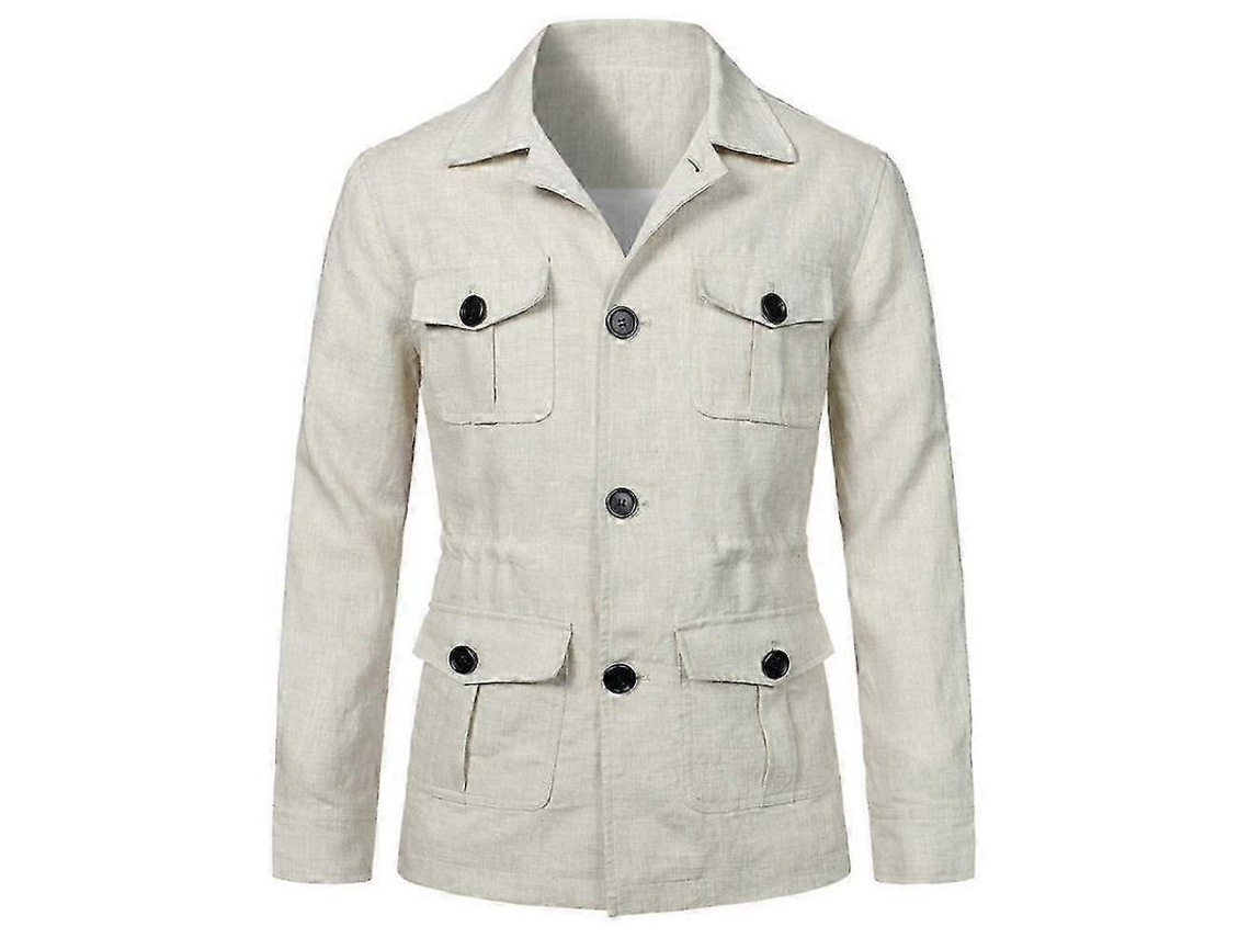 Chaqueta Safari De Lino Estilo Retro Informal Para Hombre, Ideal Para Primavera Y Otoño.
