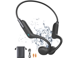 Auriculares de conducción ósea, resistentes al agua, Bluetooth 5.3 IPX8, con 32 GB de memoria integrada y micrófono, color negro.