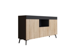 Aparador Kai en color negro y mate Sonoma, 130 cm, Beautiful Furniture