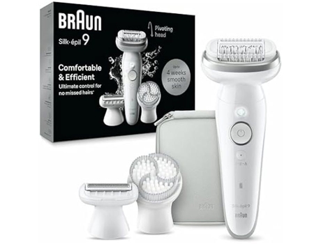 Depiladora eléctrica para mujer BRAUN Silk-Épil 9 con cabezal flexible para depilación individual húmeda y seca, piel suave
