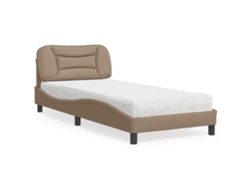 Cama Con Colchón Cuero Sintético Capuchino 90x190 Cm