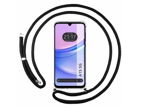 Funda con Cordón para Samsung Galaxy 5/A15 TUMUNDOSMARTPHONE Silicona Negro
