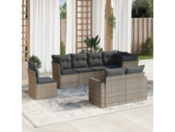 Conjunto de sofá de jardín de 8 piezas con cojines, ratán gris, DKD Home Decor