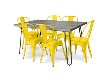 Pack Mesa Comedor Diseño Industrial 150Cm Pack 6 Sillas Comedor Diseño Industrial Hairpin Stylix TOLIX STYLE