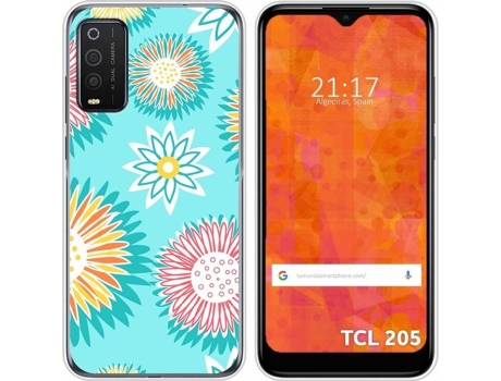 Carcasa TCL 205 TUMUNDOSMARTPHONE Dibujos Transparente Flores 05 Multicolor