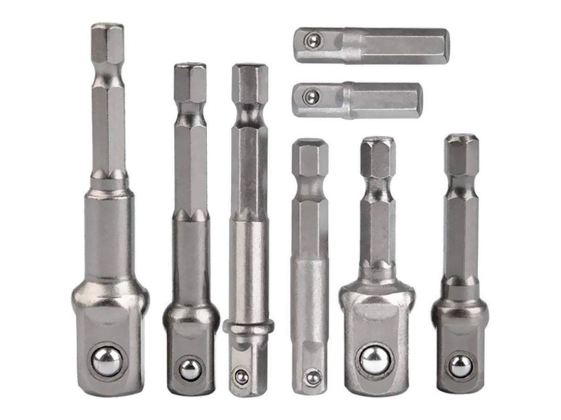 2026-conjunto 8 Adaptadores De Herramientas 1/4" Hexagonal A 1/4" 3/8" 1/2" Para Taladro Atornillador Inalámbrico