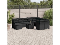 Conjunto de sofás de jardín de 11 piezas DKD Home Decor con cojines de mimbre negros