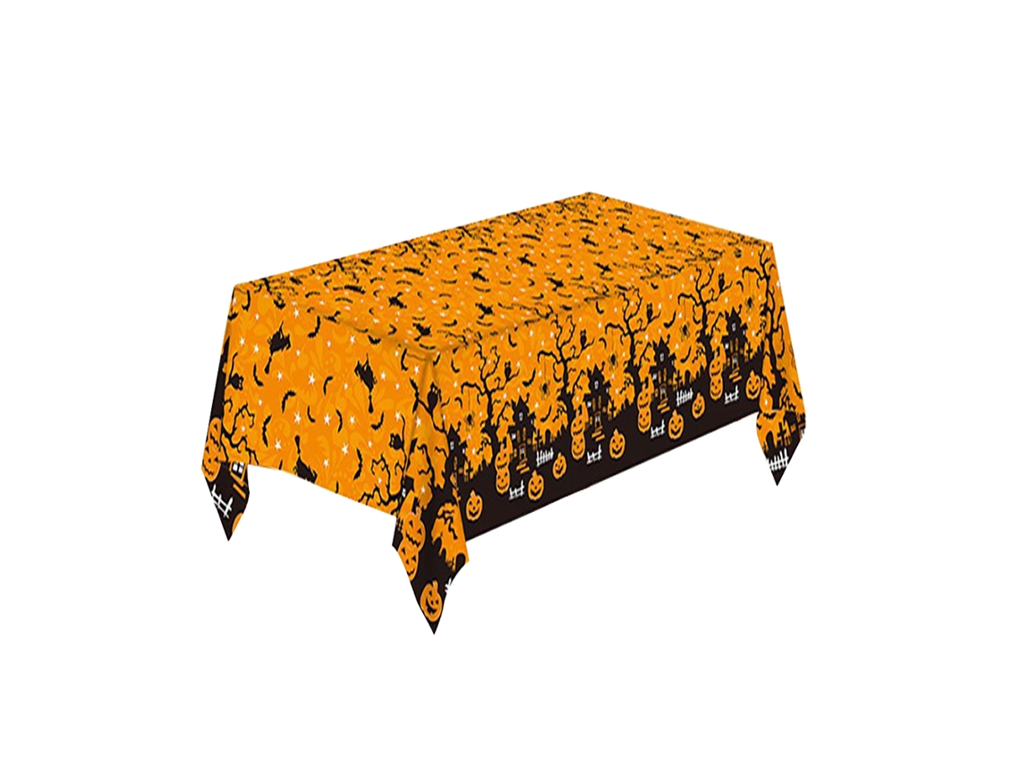 Mantel de Halloween, calabaza desechable, telaraña y murciélago, decoración de mesa de fiesta estilo B Viewleaf