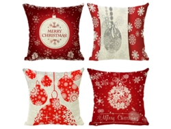 Juego De 4 Fundas De Almohada Navideñas Con Motivos De Copos De Nieve