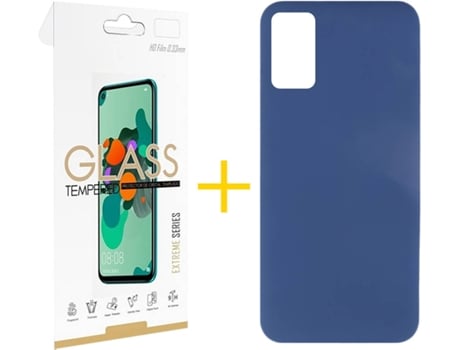 Funda y Protector de Vidrio 1x Samsung Galaxy A41 SKYHE Silicona Líquida Azul