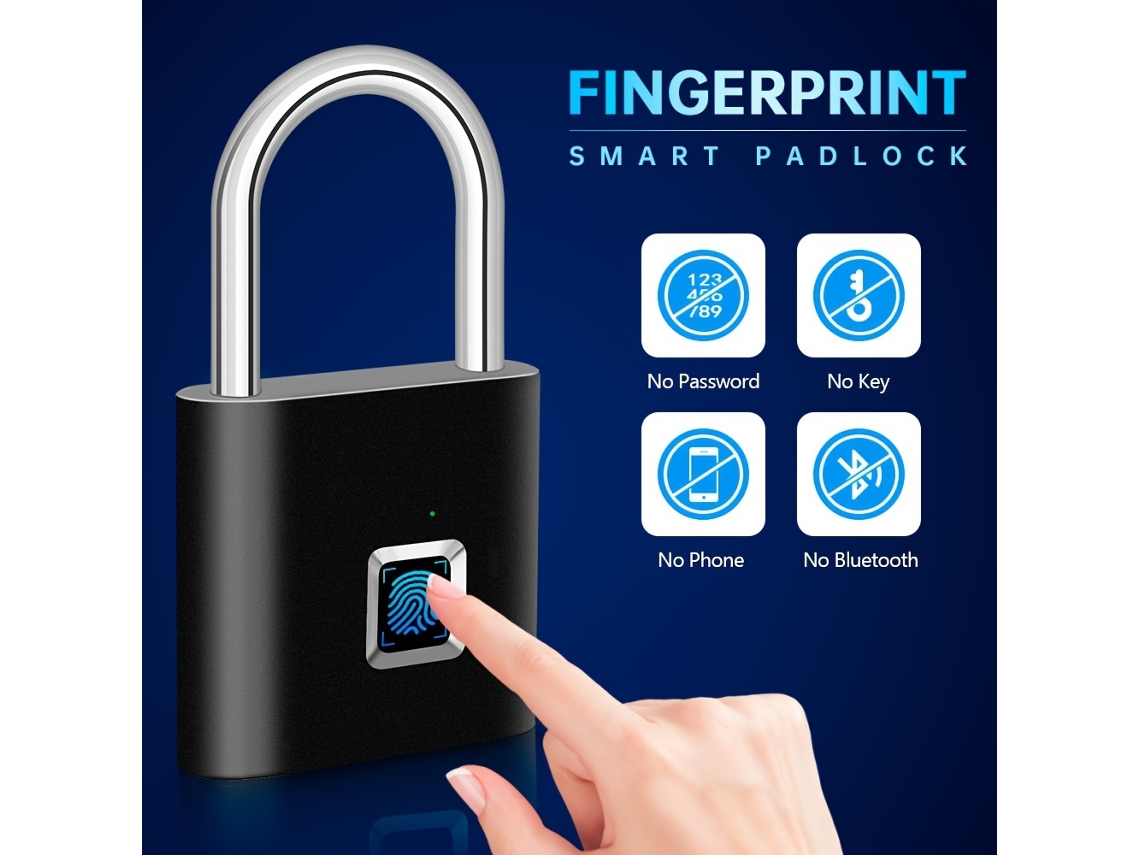 Cerradura Inteligente De Alta Calidad Con Autenticación Por Huella Dactilar: Recargable Por Usb Y Utiliza Tecnología De Desbloqueo Digital.