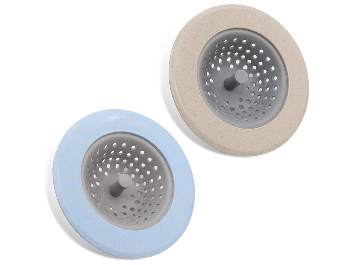 2 Filtros De Desagüe De Cocina, Colador De Silicona Y Plástico Para Lavaplatos (azul+caqui)