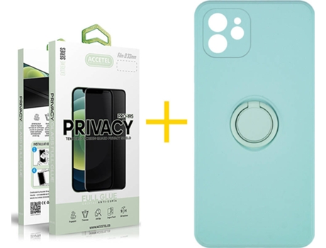 Carcasa + Protector de Pantalla para iPhone 12 Mini ACCETEL Verde Agua
