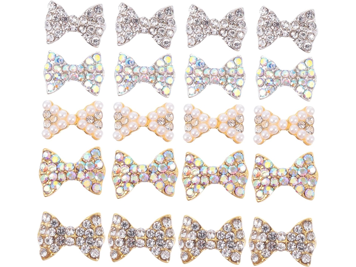 100pièces Pendentifs Forme De Nœud Pour Nail Art Décorations Éblouissantes Accessoires Manicura