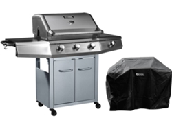 Barbacoa HABITAT ET JARDIN 'Bingo 4'' - 4 Quemadores (1 Lateral) 14Kw + Funda Protectora - Plateada