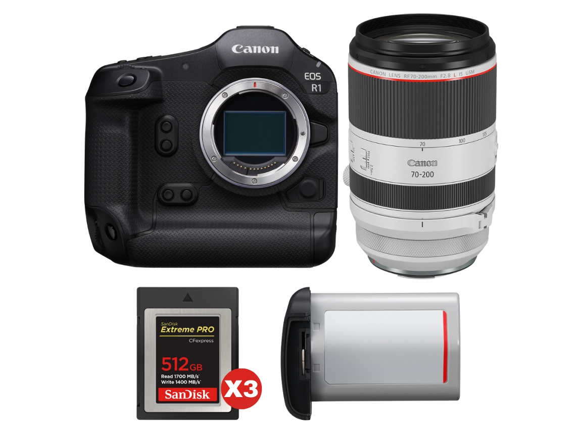 Canon Eos R1 + Rf 70-200mm F/2.8 L Is Usm + 3 Sandisk 512gb Extreme Pro Cfexpress Type B + Canon Lp-e19 + Ebook “20 Consejos Para Fotos Que Impactan”