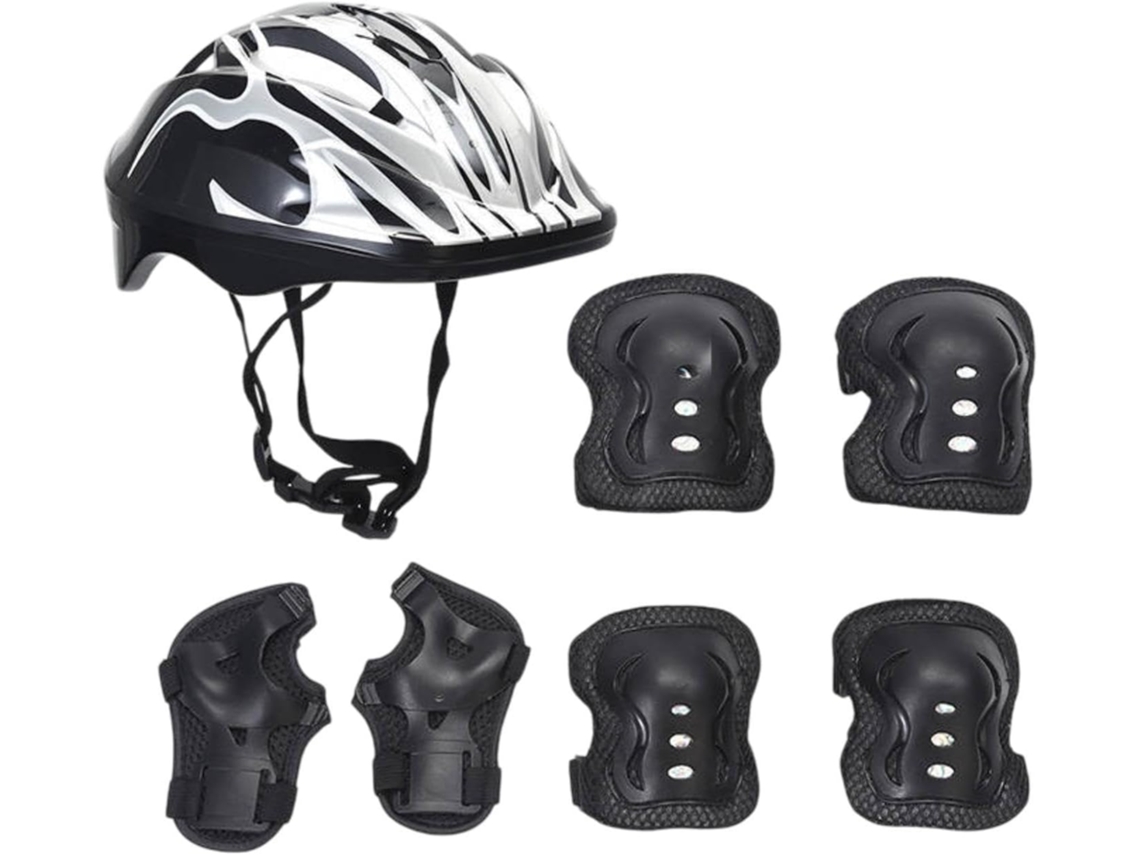 Conjunto De Casco Bicicleta Infantil Harilla Con Coderas, Deportivo Cómodo, Patinaje Protectores Muñeca, Negro