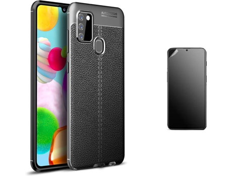Kit Carcasa Y Protector Samsung A21S Ultimatte Rugged Leather Negro
