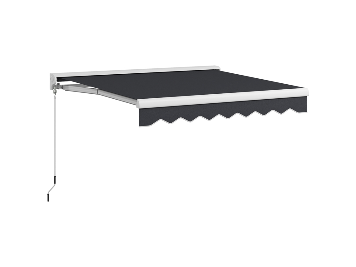 Toldo Eléctrico De Brazos Articulados De 2,5 X 2 M Con Manivela Y Mando A Distancia, Montaje En Pared, Capota De Aluminio En Color Gris.