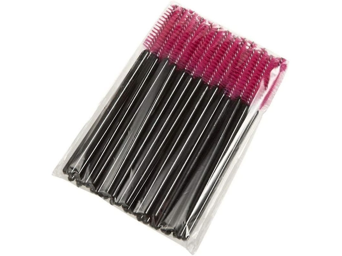 Set De 50 Brochas De Pestañas De Fibra Segura Para Maquillaje - Rojo Rosa