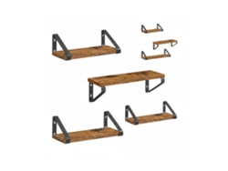 Prateleira De Parede Relaxdays, Set 3 Tamanhos (30/35/40 Cm) Em Madeira E Metal, Para Livros E Decoração, Várias Cores