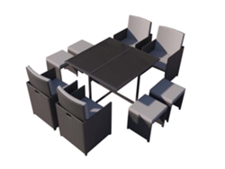Conjunto de Jardín CONCEPT U Florida (Negro y Gris - Resina - 296x110x88 cm)