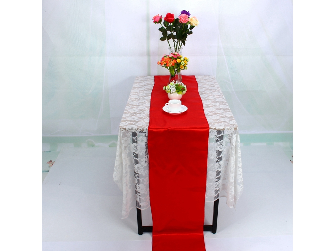 VYLARA Toalha de mesa para banquete de casamento 30x275 cm (vermelha)