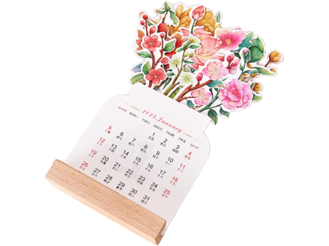 Calendario Con Ramo De Flores, Planificador Mensual De Escritorio, De Con Forma De Jarrón, 2026