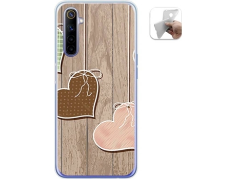 Carcasa Realme 6 TUMUNDOSMARTPHONE Corazones Madera Multicolor
