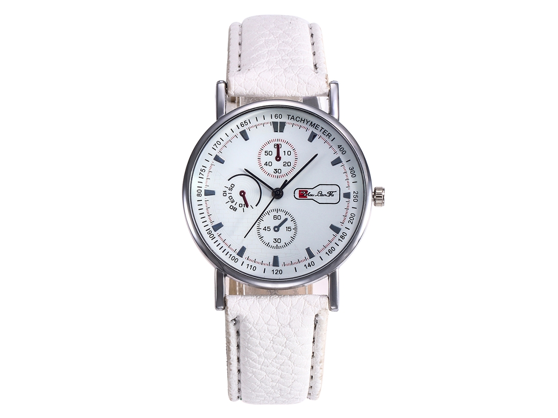 Reloj De Pulsera De Cuarzo Unisex Informal Y Moderno Zhoulianfa Con Correa De Pu (blanco)