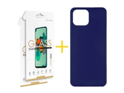 Pack 2 X Película de Vidrio Templado 2.5D + Funda SKYHE por Apple iPhone 16 Pro Max Silicona Líquida Azul