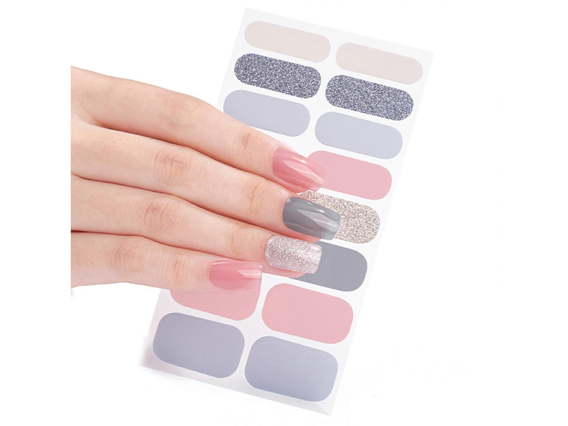 Pegatinas autoadhesivas para esmalte de uñas, pegatinas para manicura y decoración de uñas con purpurina para mujer Hengrongshen