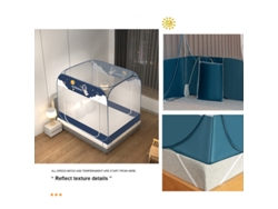 Mosquitera portátil plegable con cremallera y doble puerta, de yurta mongola, de cobertura total y fácil instalación