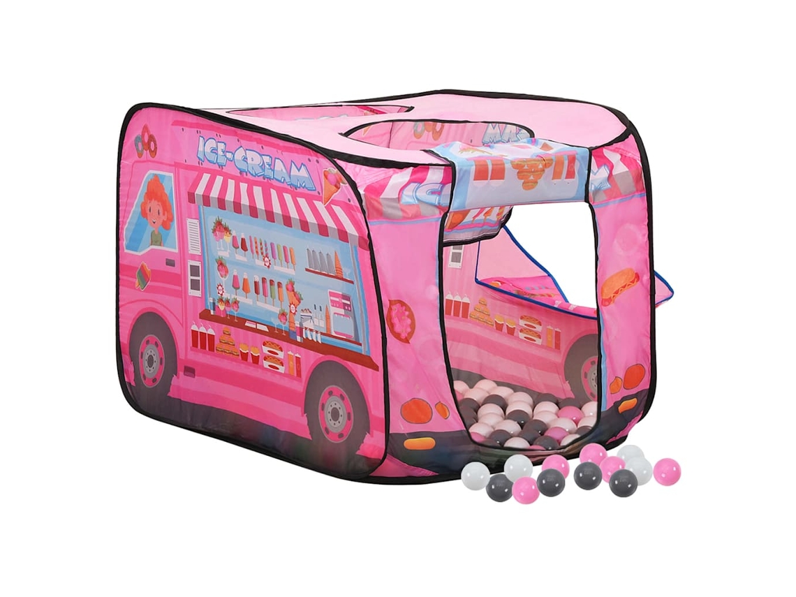Tienda de juegos infantil con 250 pelotas, 70x112x70 cm, rosa