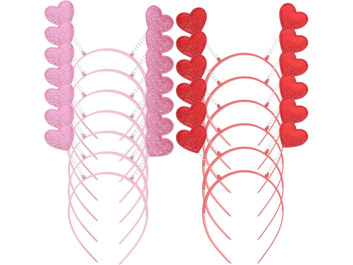 Lot De 12 Serrage, Cabezas Décoratifs De Cœur À Paillettes Bandeaux Rouges Y Roses Taille Moyenne ...