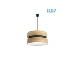 Lámpara colgante Colet 2xe27 Negro/Madera clara Regx50x50 Cm Fabrilamp